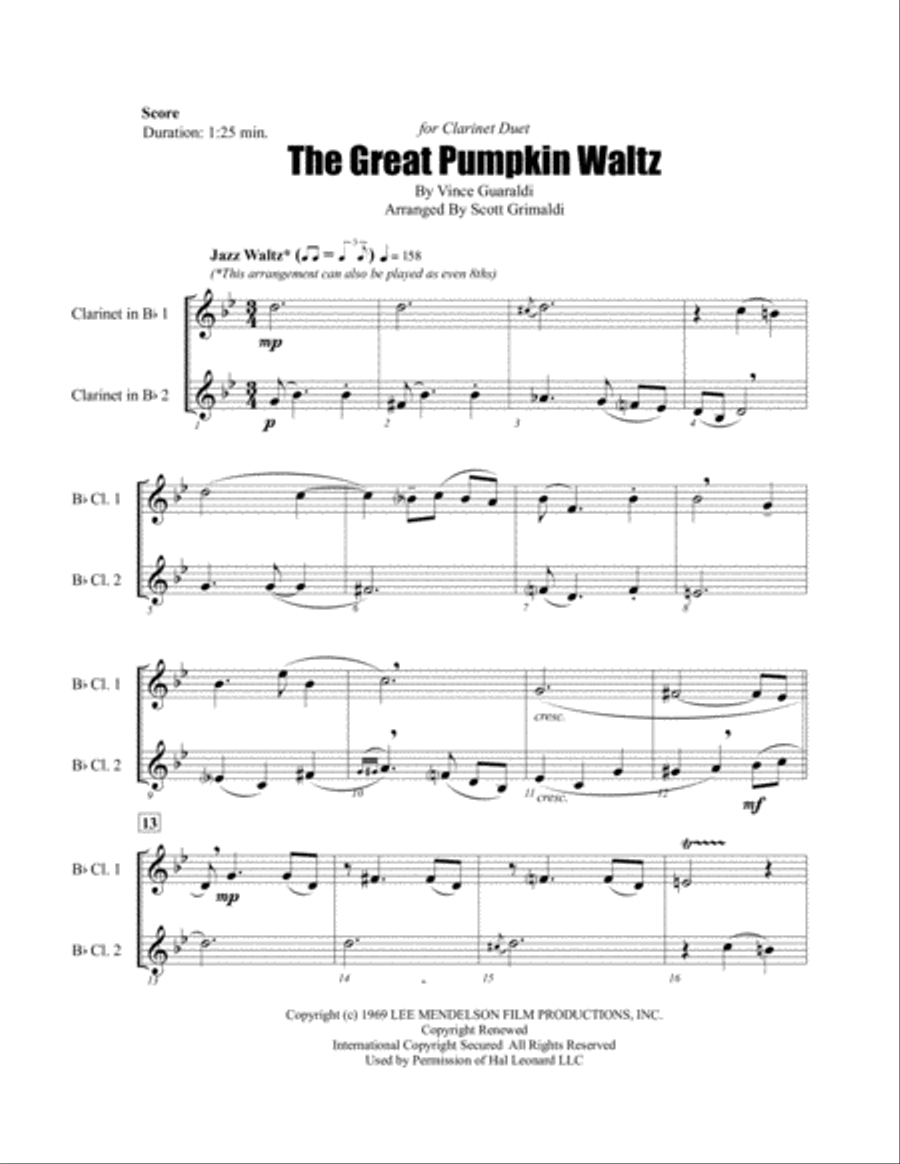 The Great Pumpkin Waltz Woodwind Ensemble scores gallery preview page 2