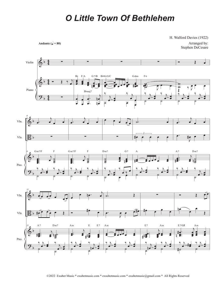 O Little Town Of Bethlehem (Duet for Violin and Viola) String Duet scores gallery preview page 1