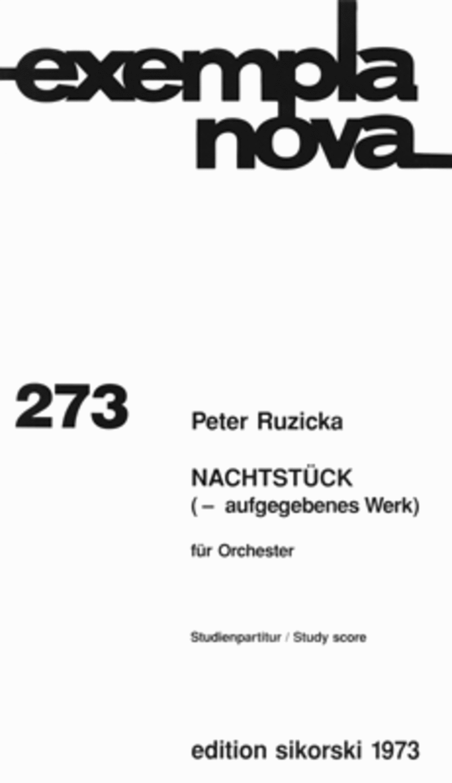 Nachtstuck For Orchestra Study Score