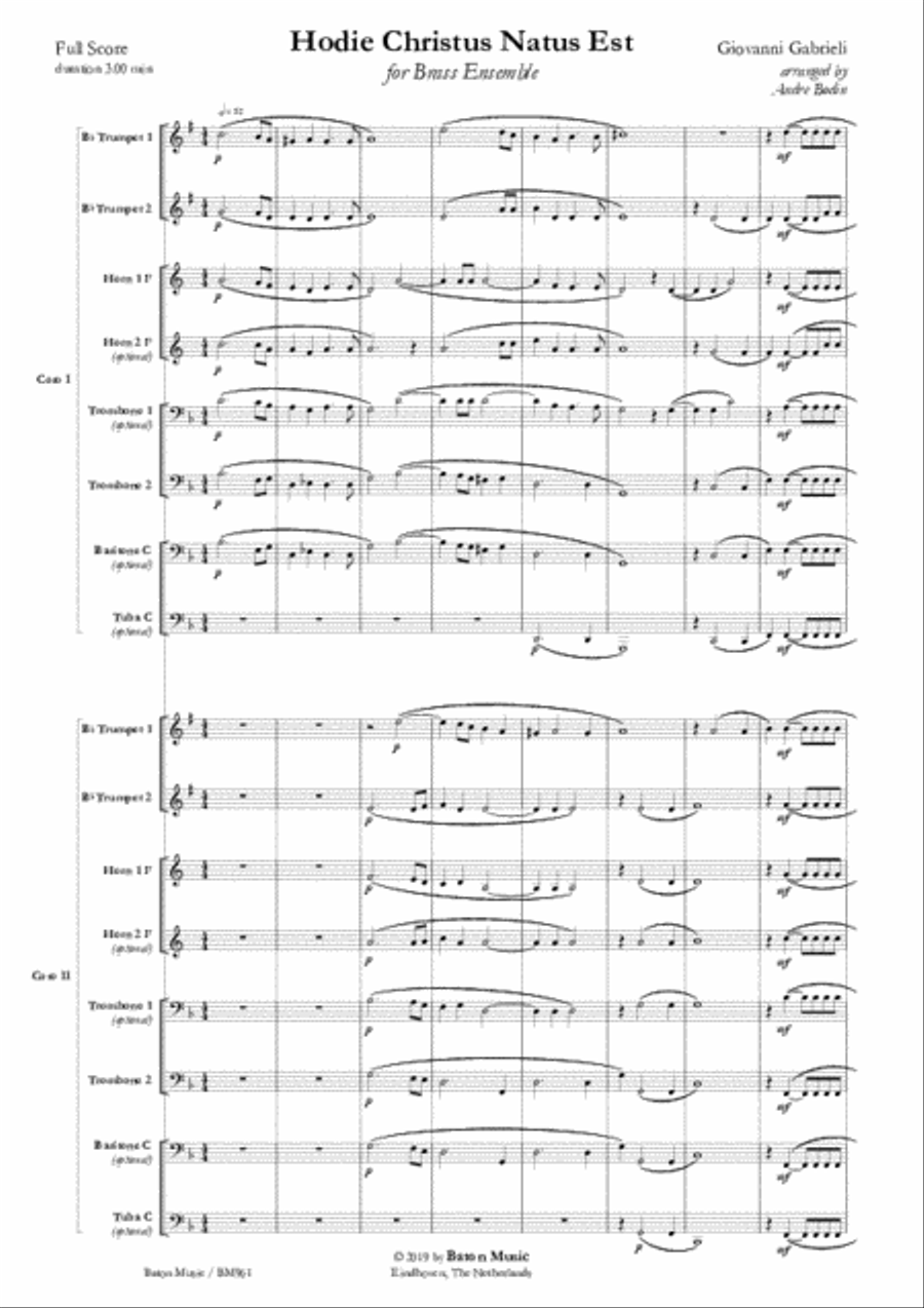 Hodie Christus natus est Hodie Christus natus est Brass Ensemble scores gallery preview page 2