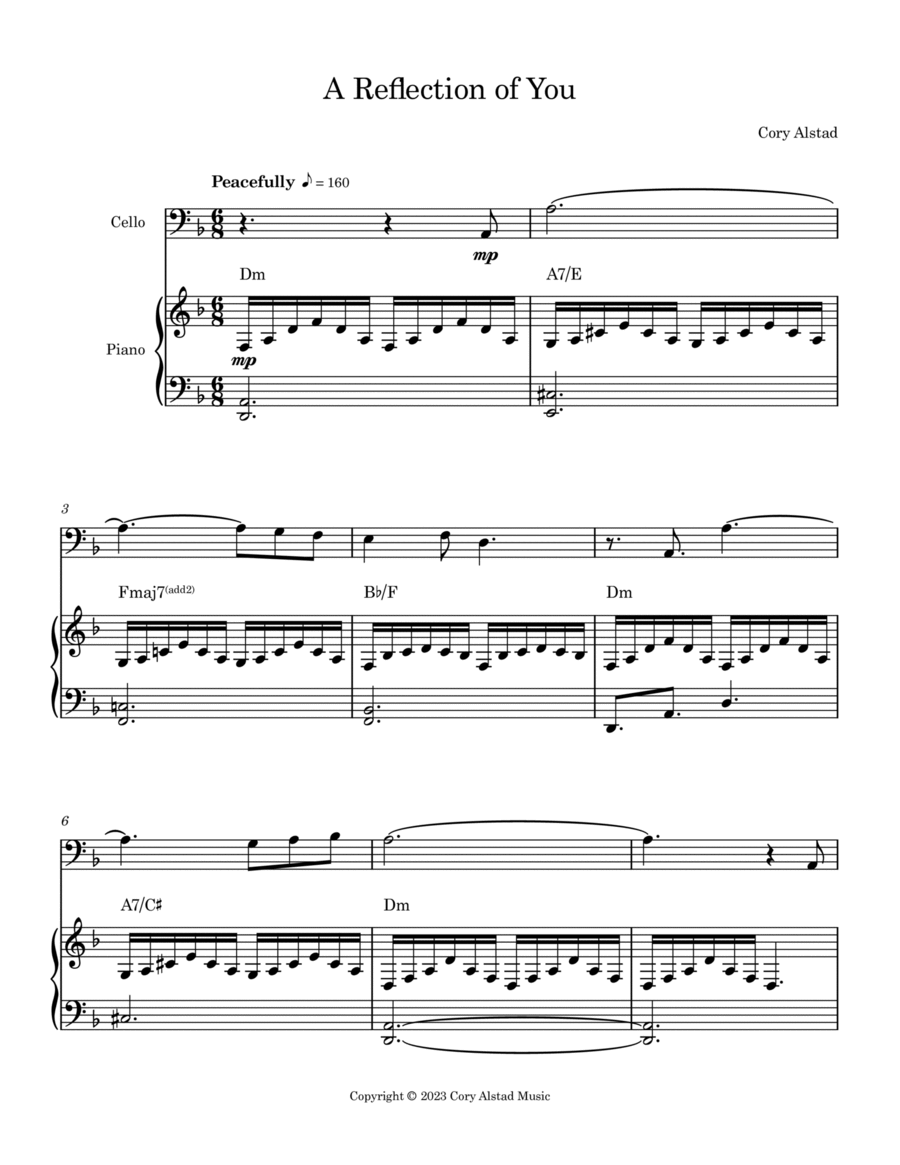 A Reflection of You Piano scores gallery preview page 1