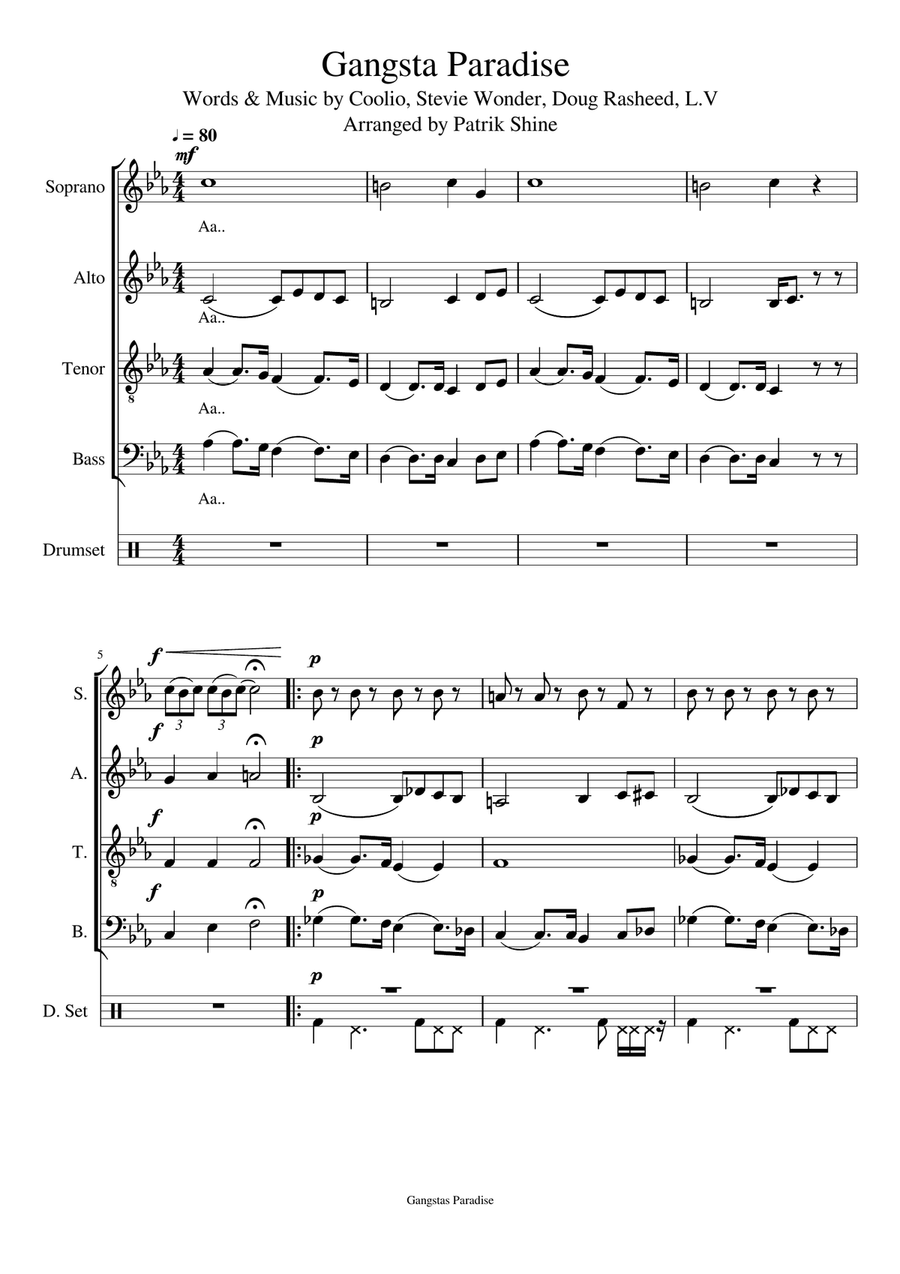 Gangsta's Paradise 4-Part scores gallery preview page 1