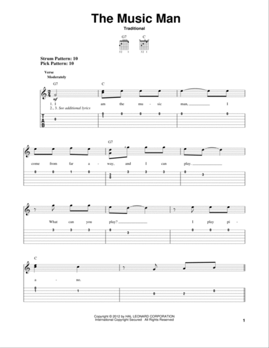 The Music Man Guitar Tablature scores gallery preview page 1