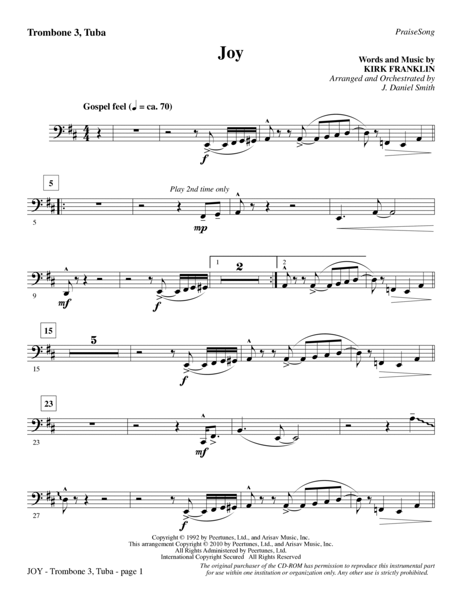 Joy - Trombone 3/Tuba Choir scores gallery preview page 1