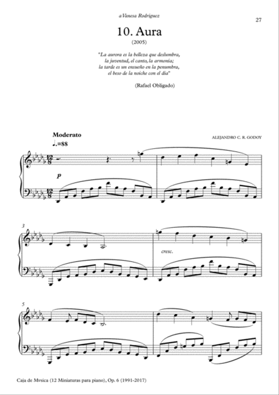 Caja de Mvsica, Op.6 (2017) 10. Aura Piano Solo scores gallery preview page 1