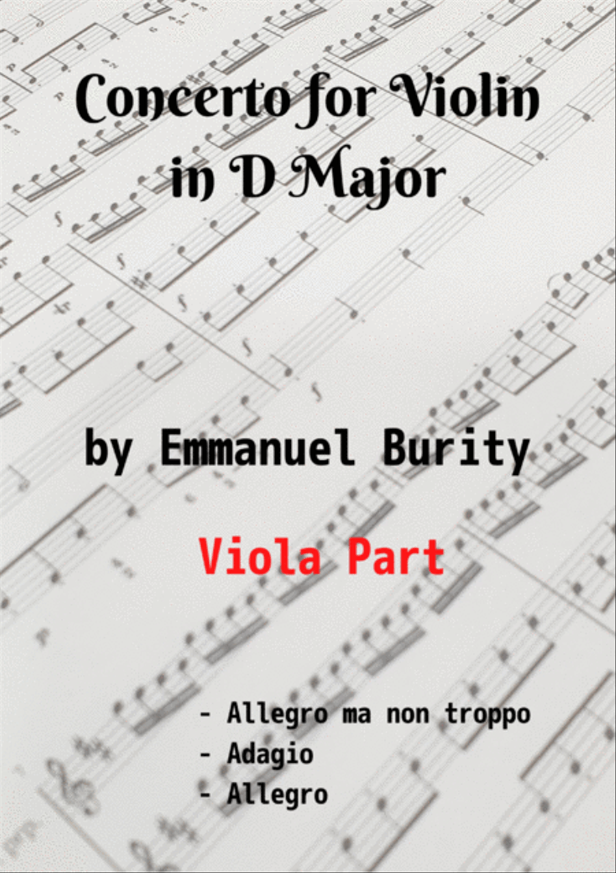 Concerto for Violin in D Major by Emmanuel Burity (1969- ) String Orchestra scores gallery preview page 1