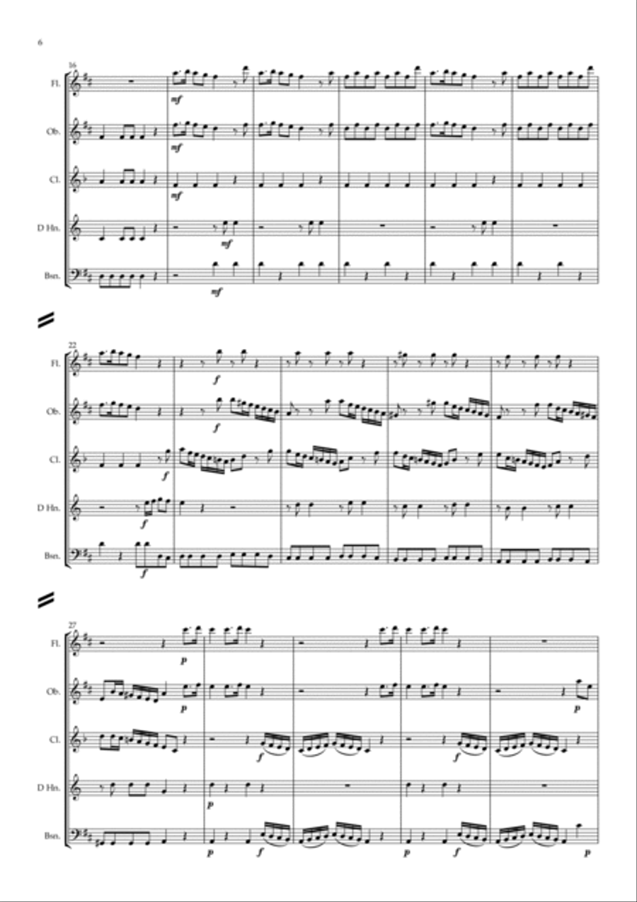 Leopold Mozart: Divertimento Militaire (Military Divertimento in D) (Complete) - wind quintet Woodwind Quintet scores gallery preview page 6