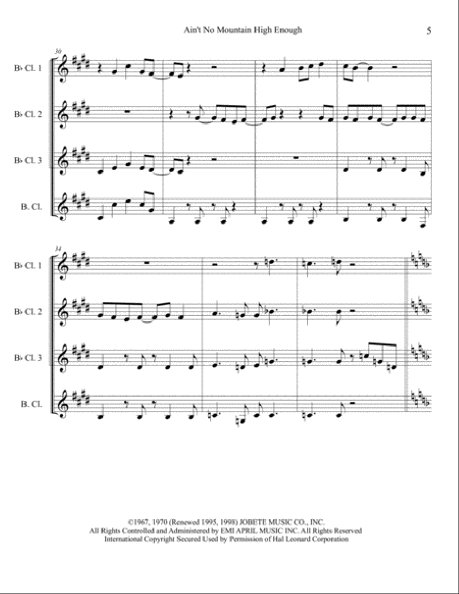Ain't No Mountain High Enough Woodwind Quartet scores gallery preview page 6