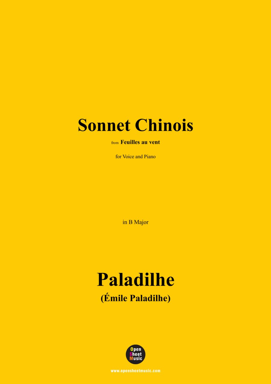 Paladilhe-Sonnet Chinois,in B Major Voice scores gallery preview page 1