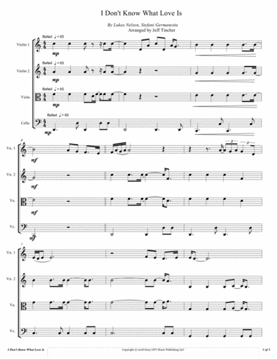 I Don't Know What Love Is String Quartet scores gallery preview page 2