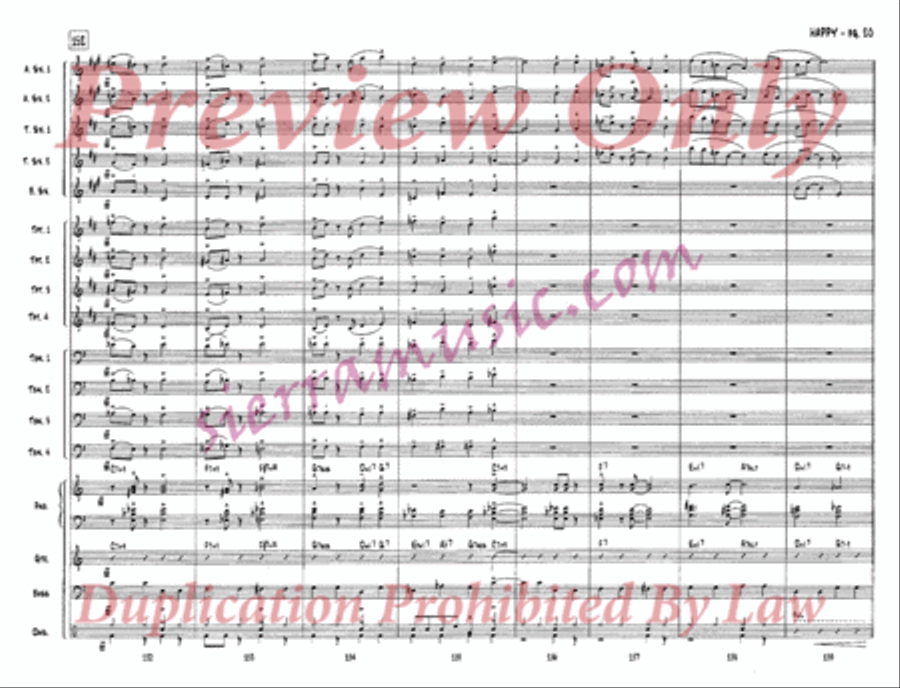 Happy (from One Foot in the Swamp) Jazz Ensemble scores gallery preview page 21