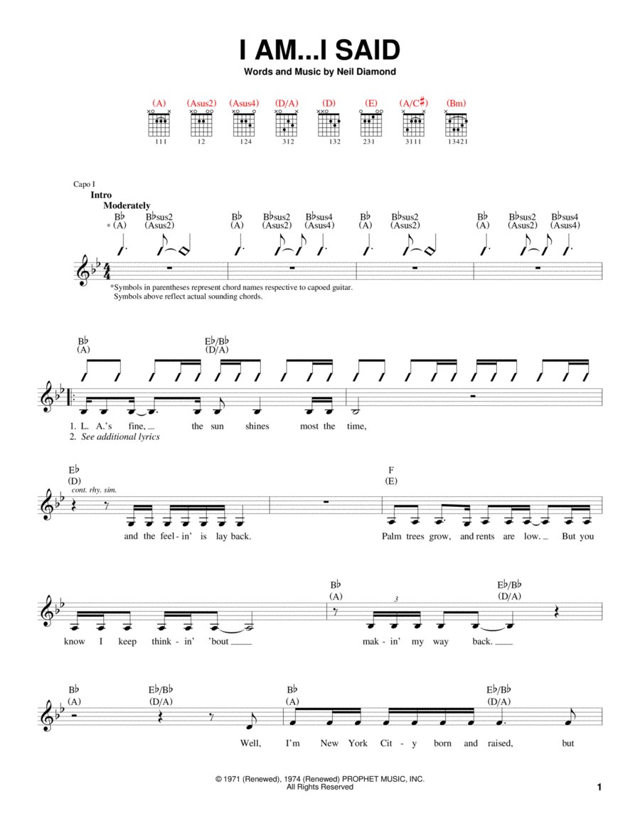 I Am...I Said Acoustic Guitar scores gallery preview page 1