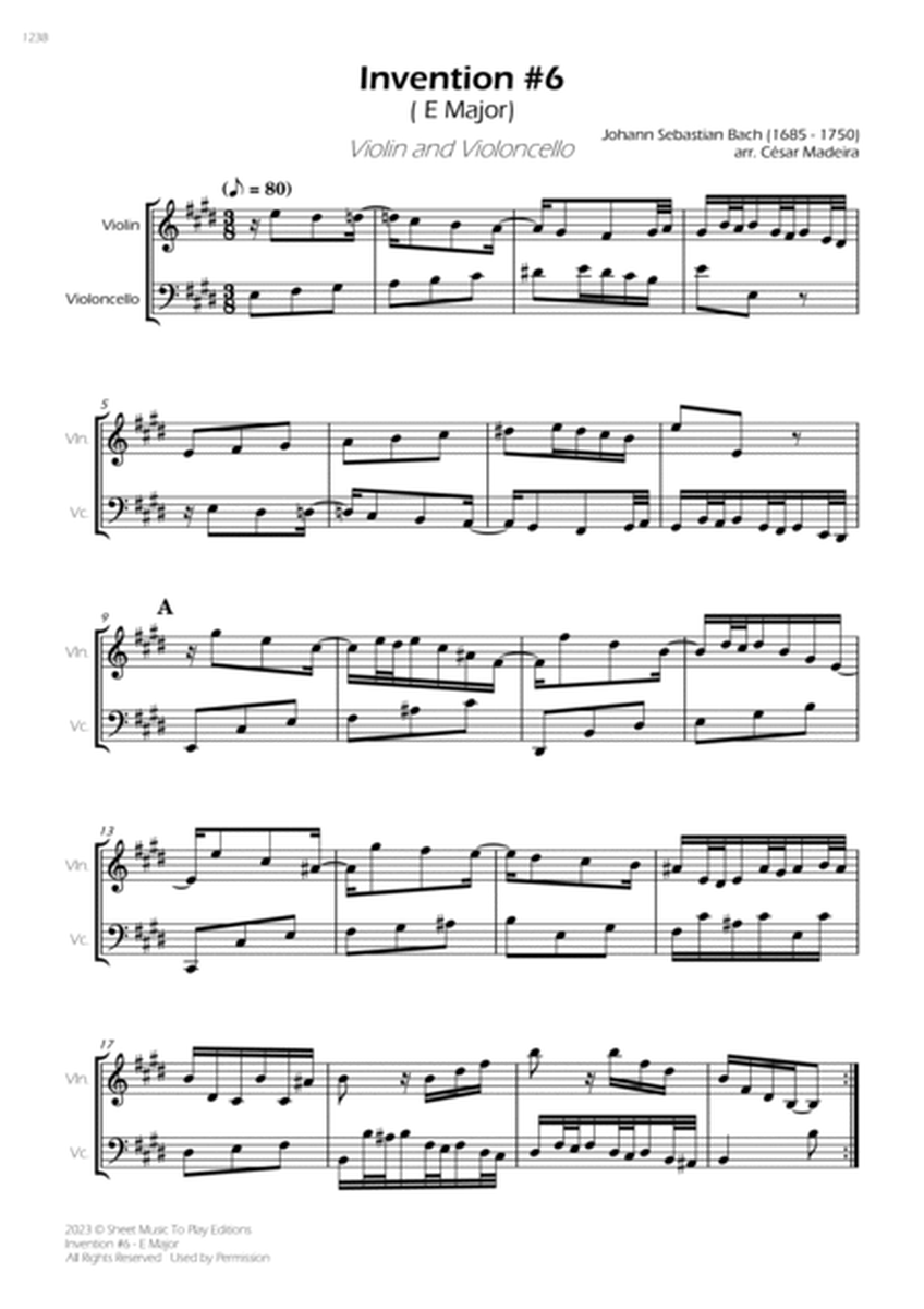 Invention No.6 in E Major - Violin and Cello (Full Score and Parts) image number null