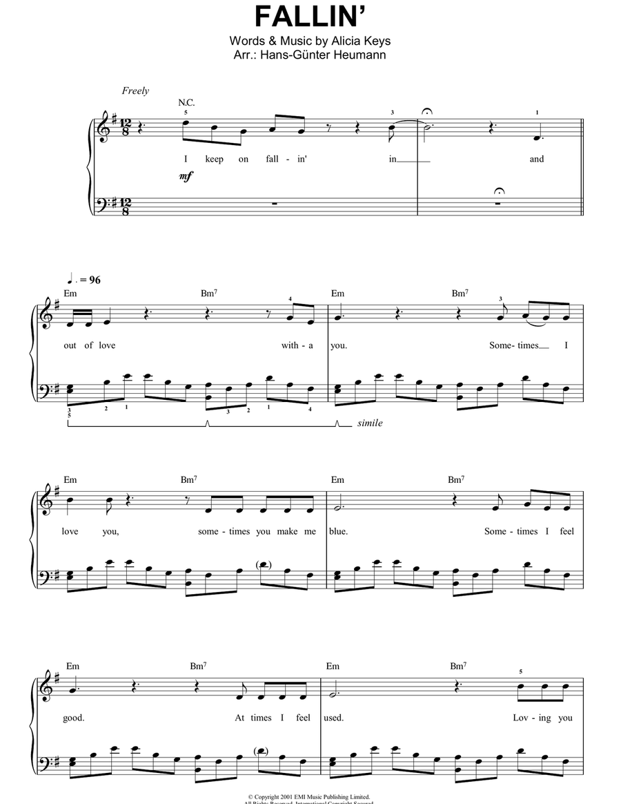 Fallin' Easy Piano scores gallery preview page 1
