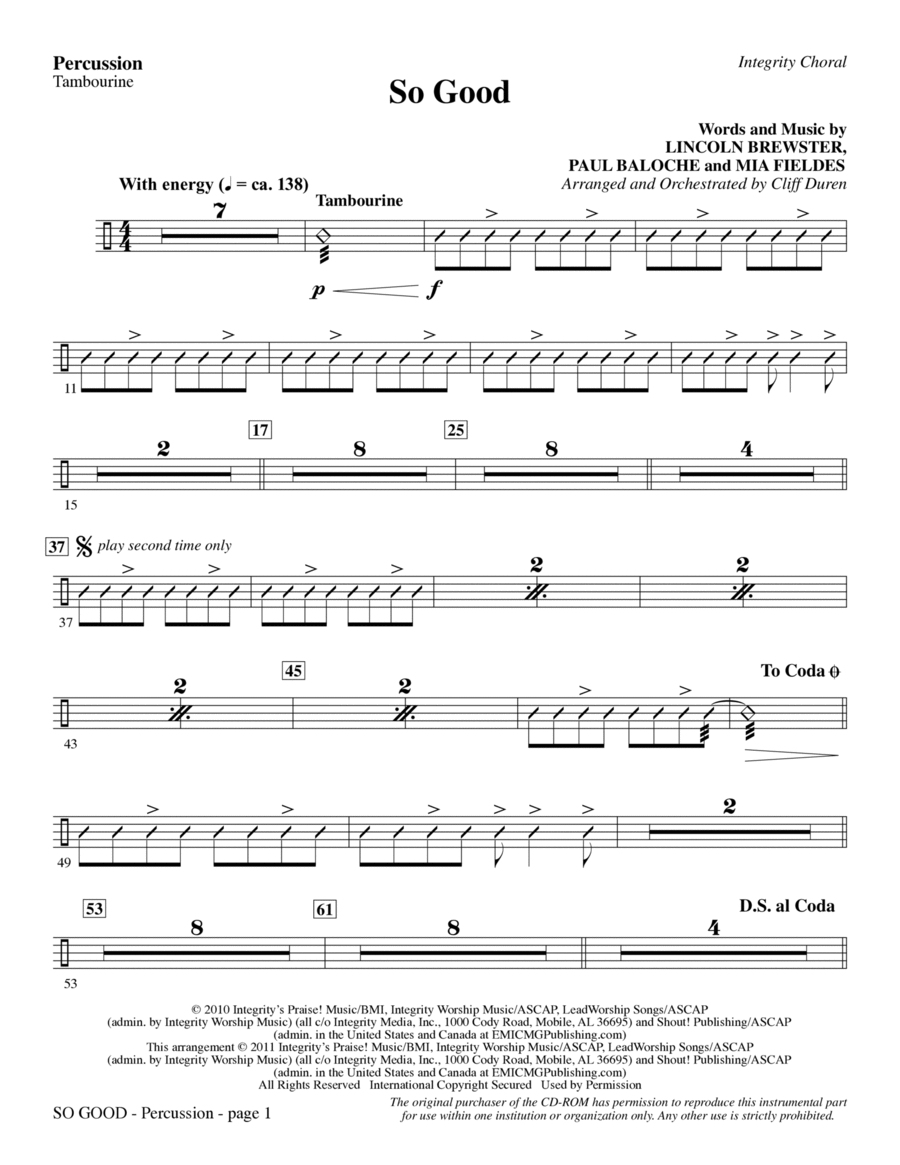 So Good - Percussion So Good - Percussion Choir scores gallery preview page 1