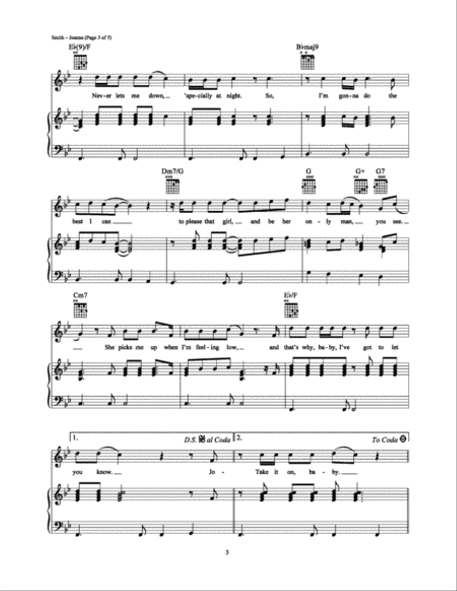 Joanna Joanna Piano, Vocal, Guitar scores gallery preview page 3