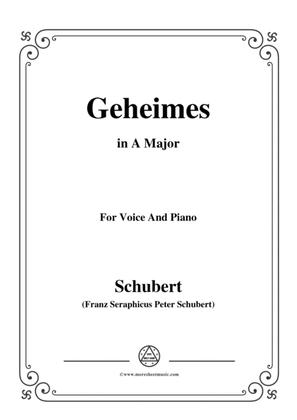 Book cover for Schubert-Geheimes,Op.14 No.2,in A Major,for Voice&Piano