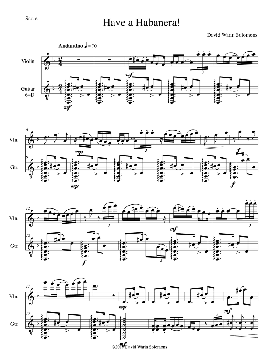 Have a Habanera for violin and guitar String Duet scores gallery preview page 1