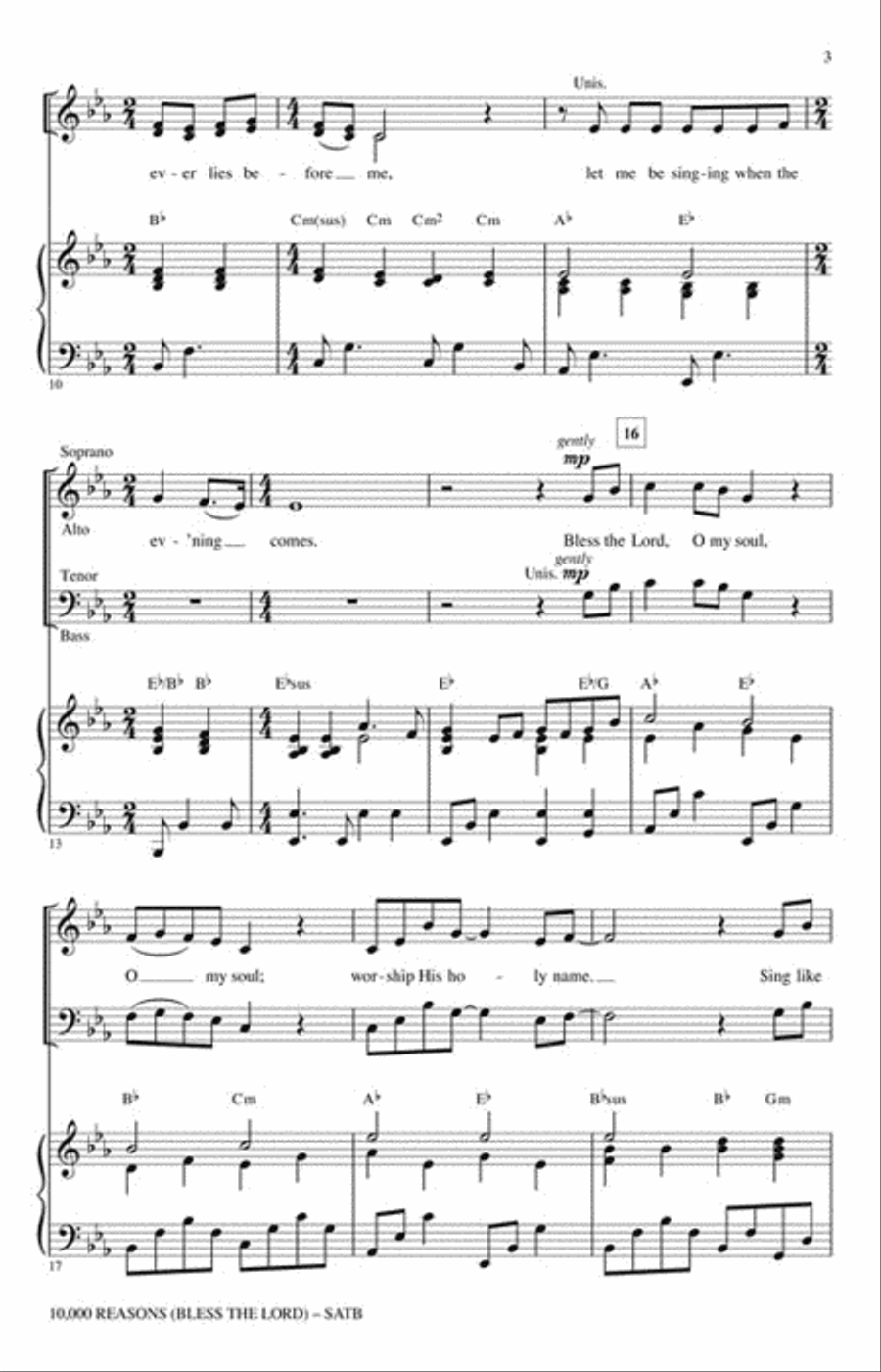 10,000 Reasons (Bless the Lord) 4-Part scores gallery preview page 3