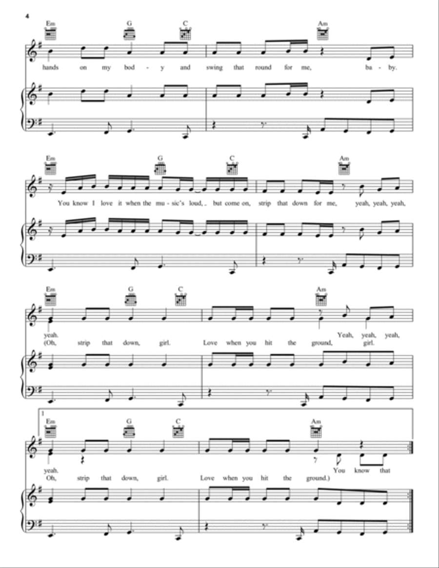 Strip That Down (feat. Quavo) Piano, Vocal, Guitar scores gallery preview page 4