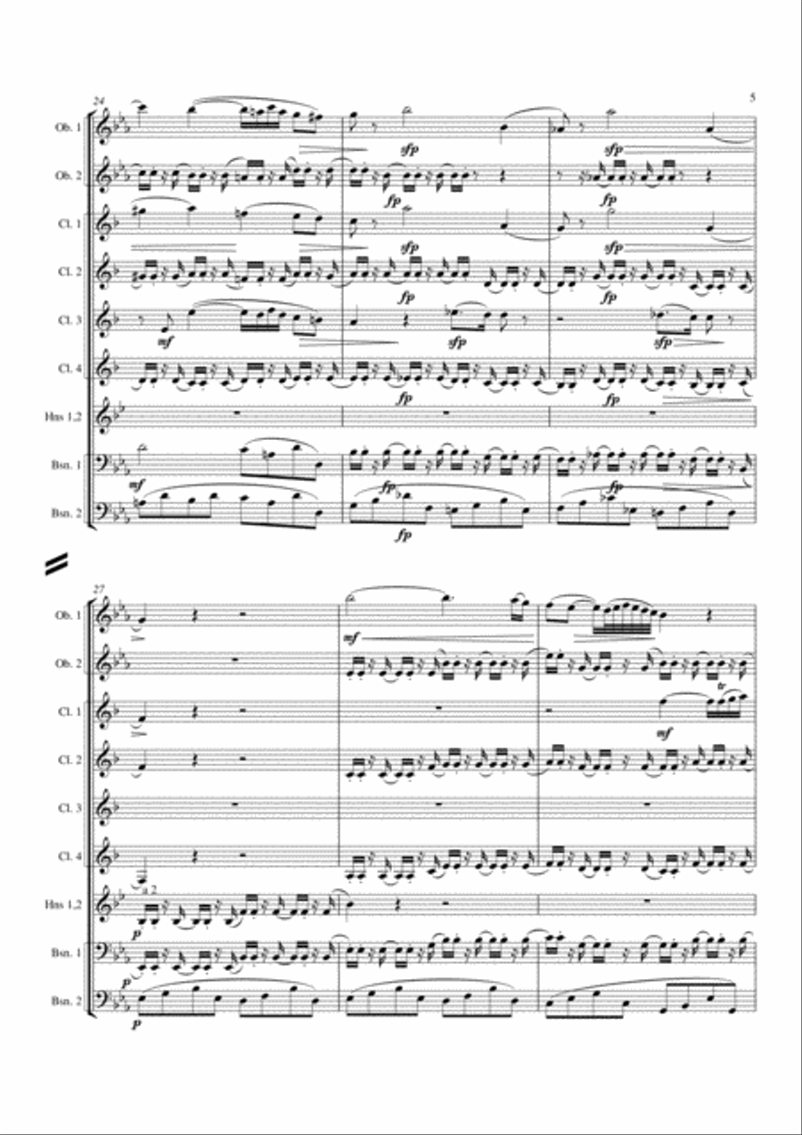 Adagio for 10 Winds, Serenade #10 Gran Partita Horn scores gallery preview page 5