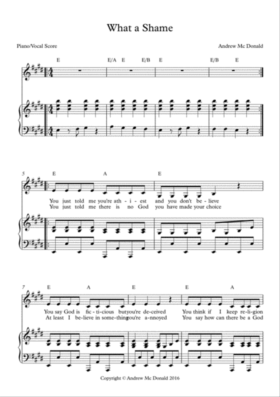 What a Shame What a Shame Voice scores gallery preview page 2