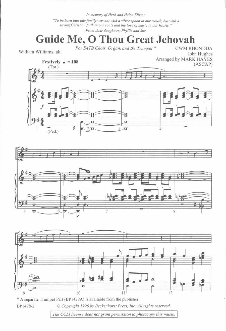 Guide Me, O Thou Great Jehovah - Hayes 4-Part scores gallery preview page 2