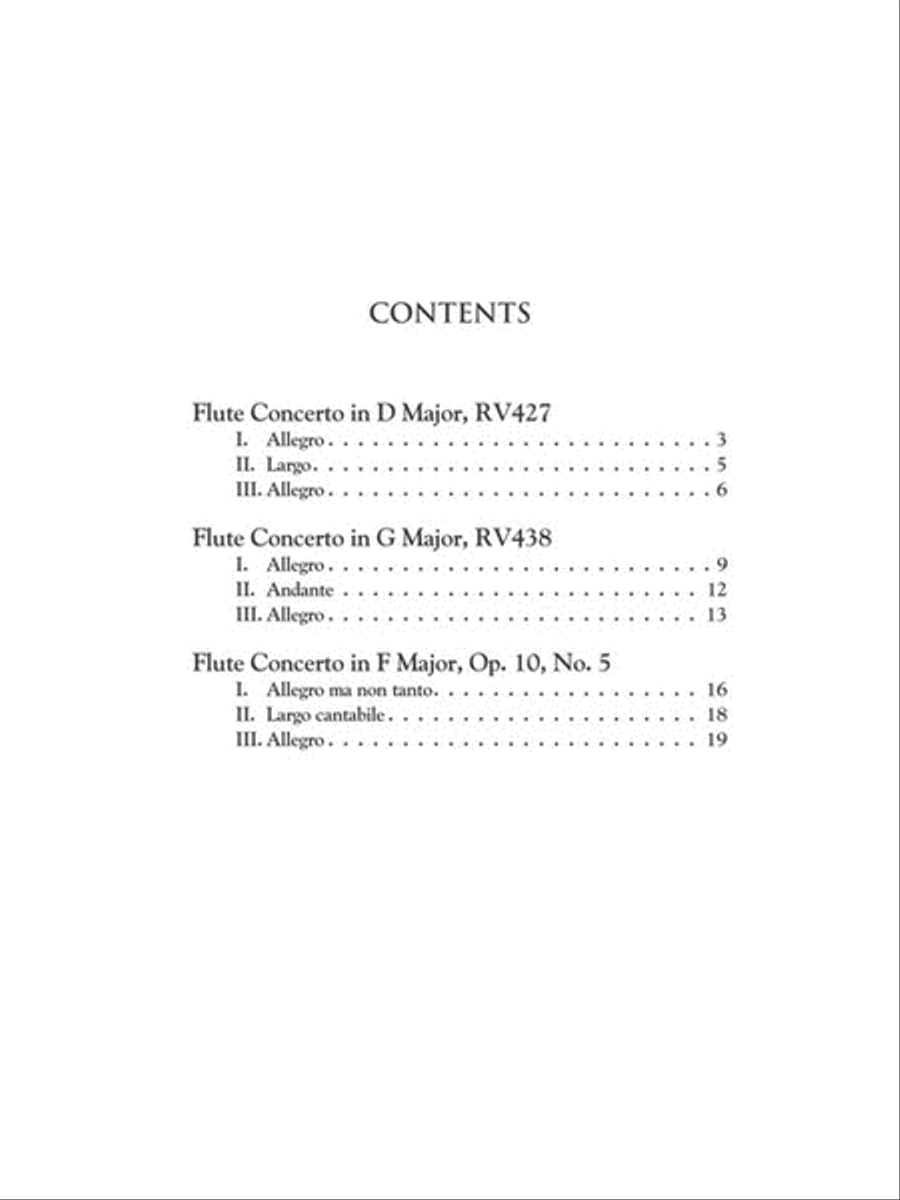 Vivaldi - 3 Concerti for Flute & Orchestra: D Major (RV427); F Major (RV434); G Major (RV438) image number null