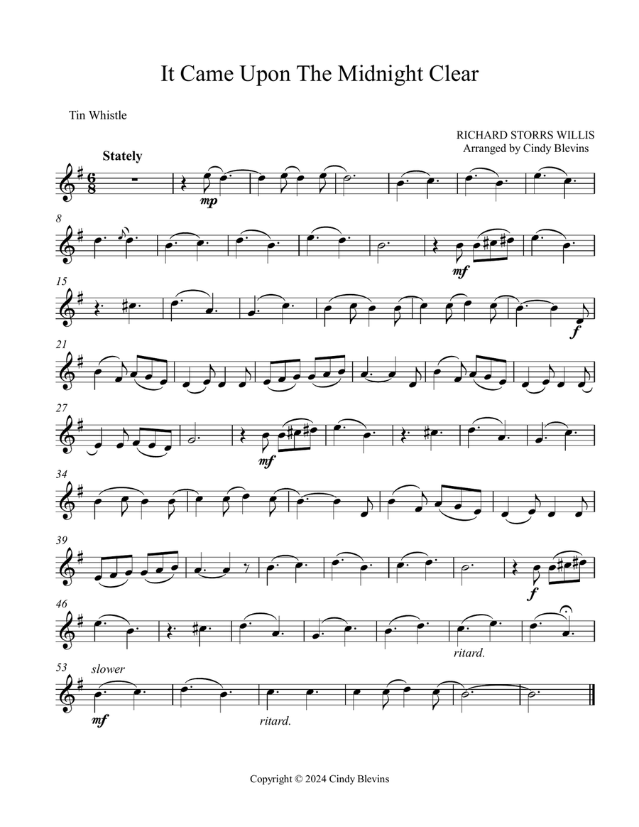 It Came Upon the Midnight Clear, for Piano and Tin Whistle (D) Piano scores gallery preview page 6