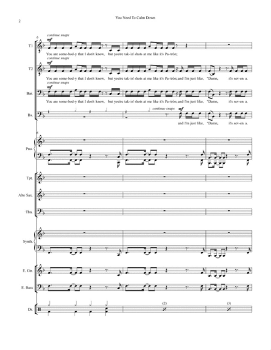 You Need To Calm Down Large Ensemble scores gallery preview page 2