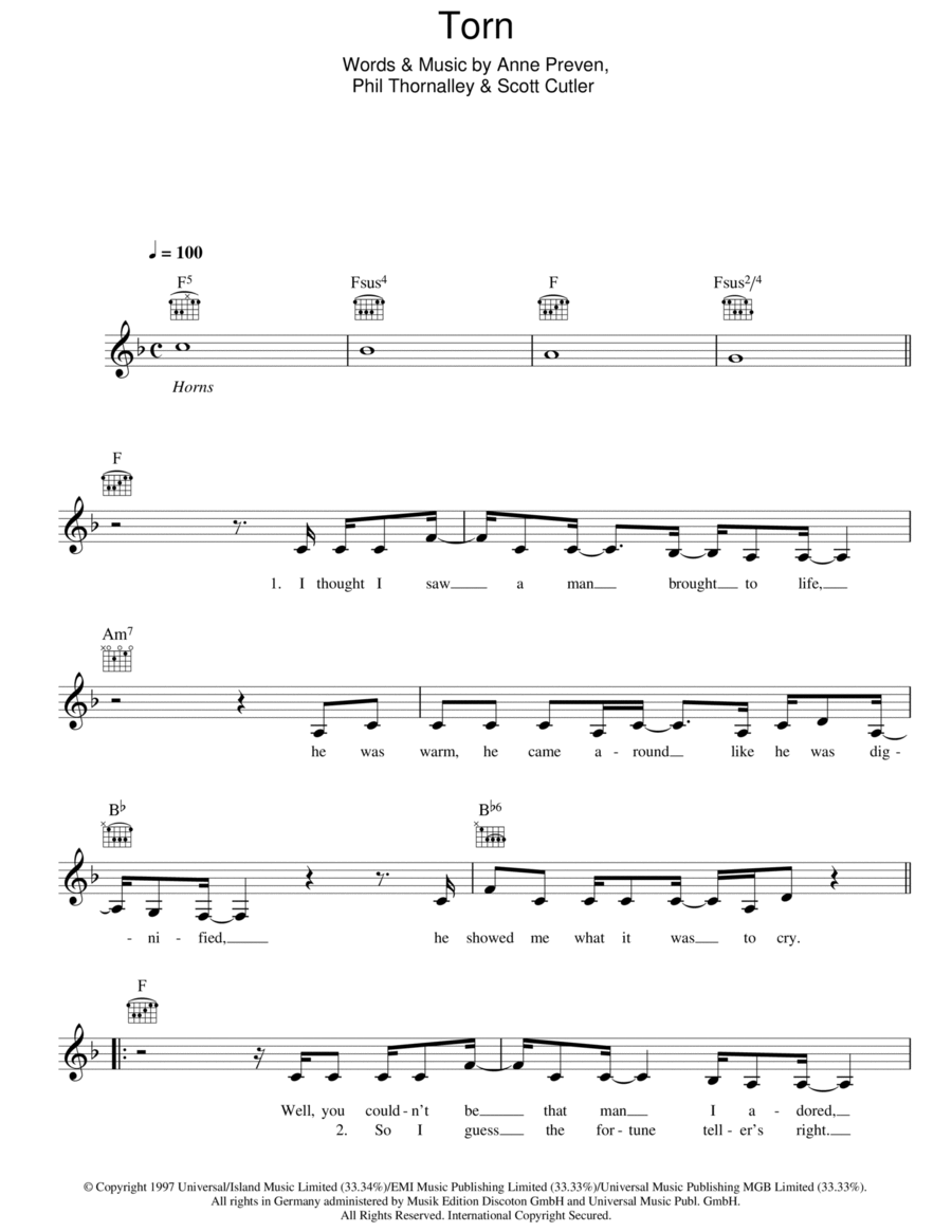 Torn Torn Piano scores gallery preview page 1