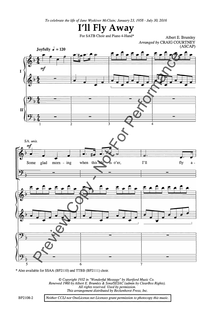 I'll Fly Away - SATB 4-Part scores gallery preview page 3