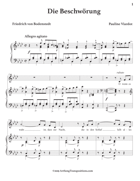 VIARDOT: Die Beschwörung (transposed to F minor)