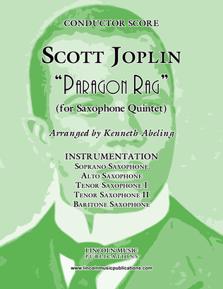 Book cover for Joplin - “Paragon Rag” (for Saxophone Quintet SATTB)