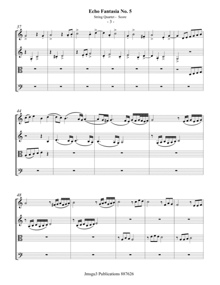 Sweelinck: Echo Fantasia No. 5 for String Quartet - Score Only image number null