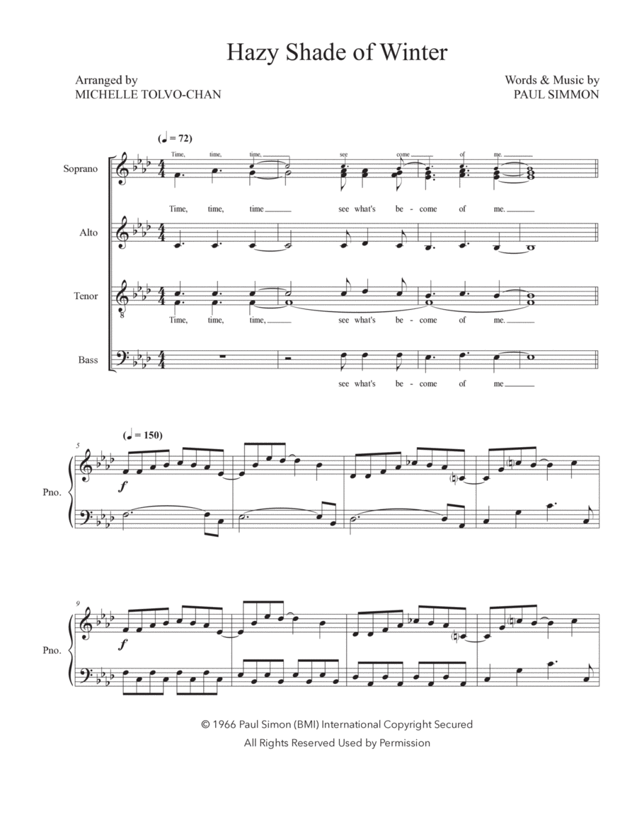 A Hazy Shade Of Winter A Hazy Shade Of Winter 4-Part scores gallery preview page 1