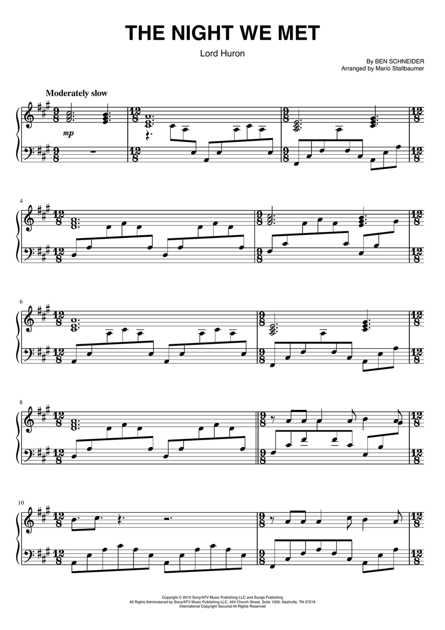 The Night We Met Piano Solo scores gallery preview page 1