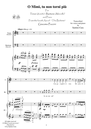 Puccini - La Bohème (Act4) O Mimì, tu più non torni (Tenor-Baritone-piano)
