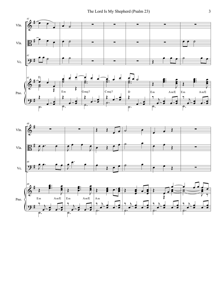 Psalm 23 (theme From The Vicar Of Dibley) String Quartet scores gallery preview page 3
