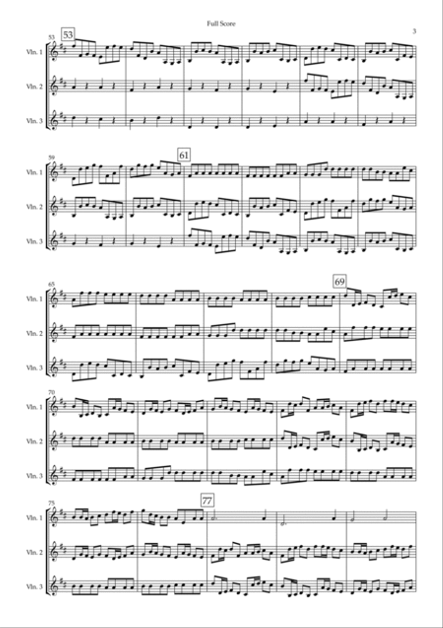 Canon in D Major (Johann Pachelbel) for Violin Trio String Trio scores gallery preview page 3