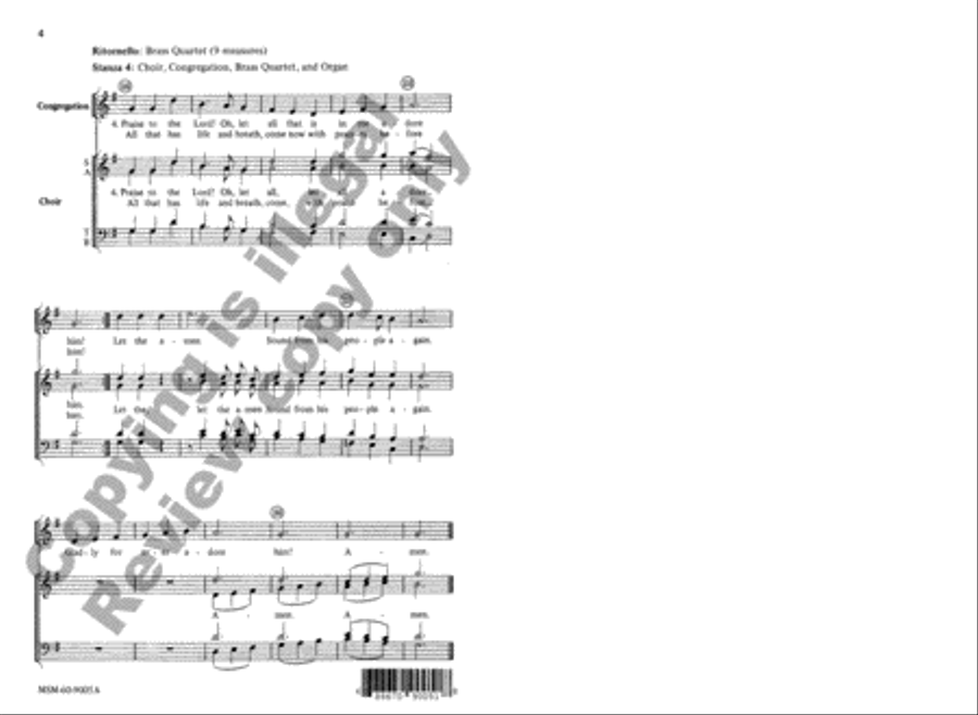 Praise to the Lord, the Almighty (Choral Score)