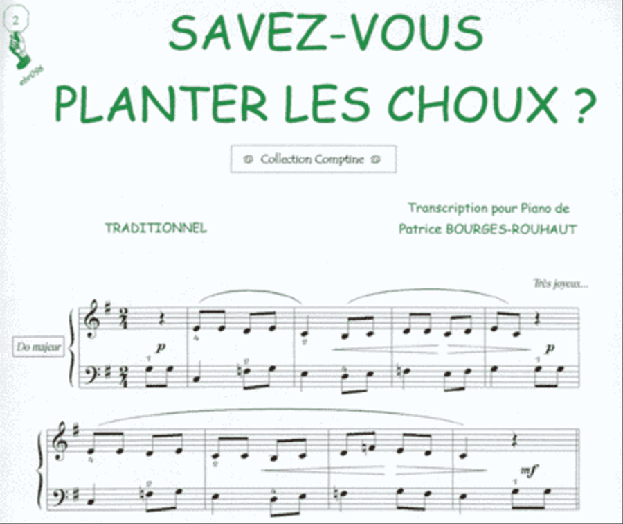 Savez-vous planter les choux (Comptine) Guitar Tablature scores gallery preview page 1