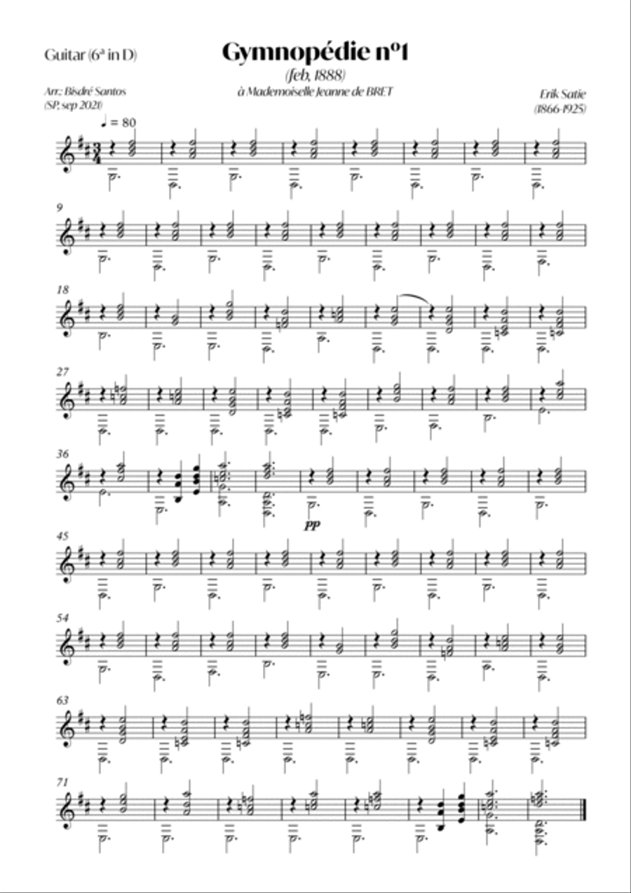 Gymnopedie 1, 2 and 3 - guitar and flute Chamber Music scores gallery preview page 5