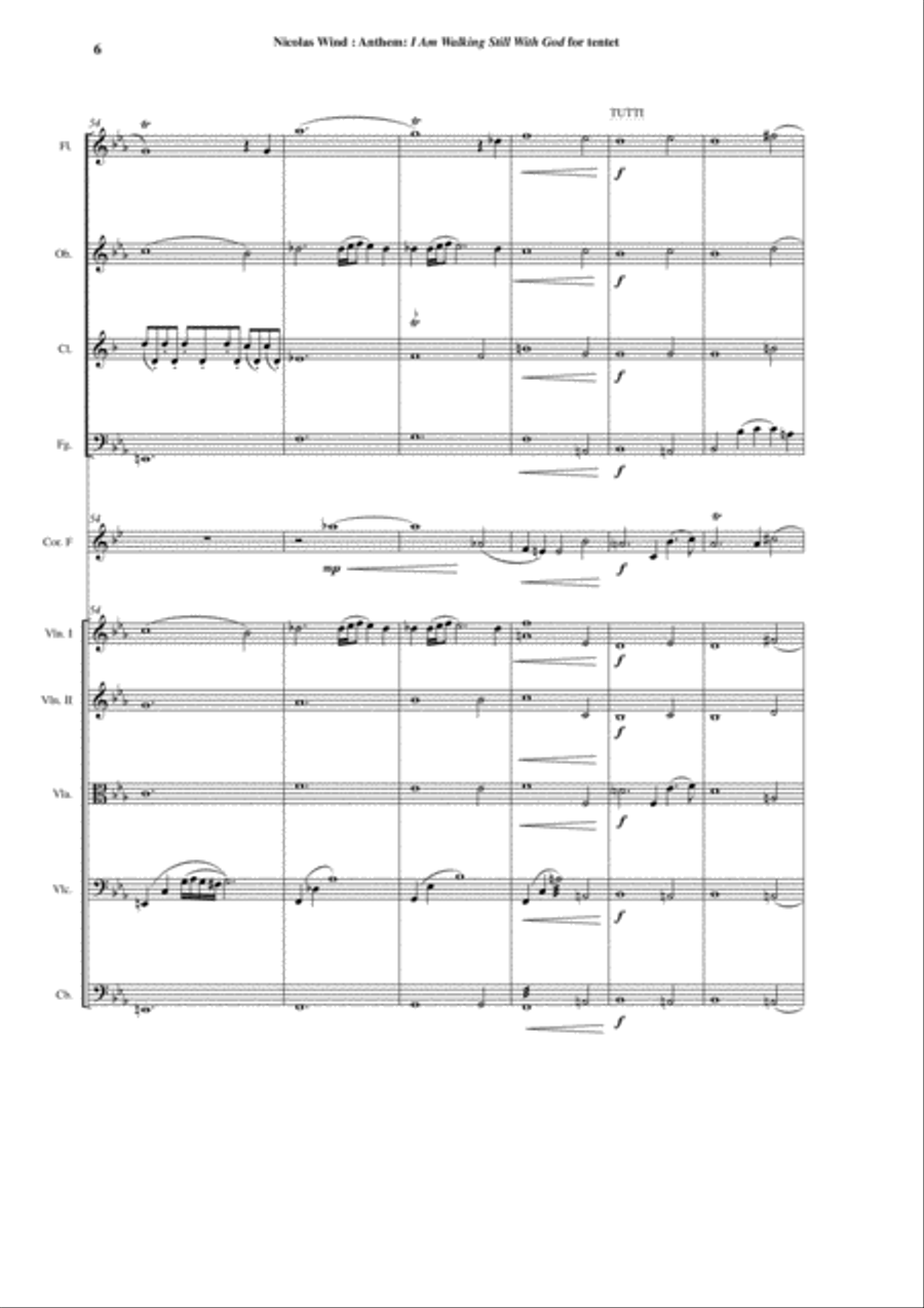 Nicolas Wind: Anthem: I am Walking Still With God for wind quintet and string quintet Woodwind Quintet scores gallery preview page 6