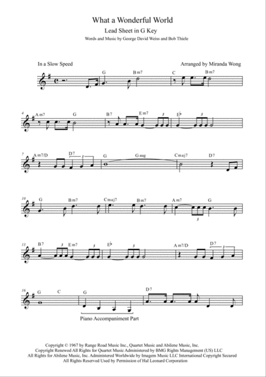 What A Wonderful World Small Ensemble scores gallery preview page 1