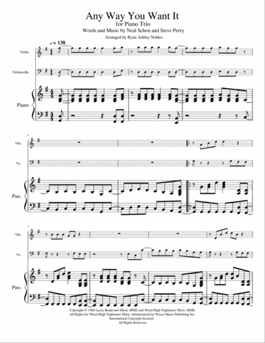 Any Way You Want It Any Way You Want It Piano Trio scores gallery preview page 1