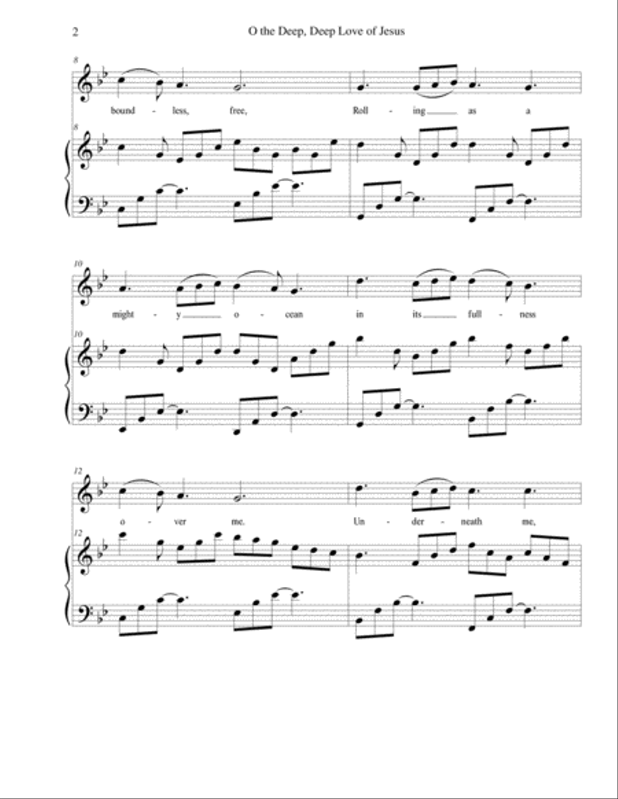 O the Deep Deep Love of Jesus (EBENEZER), Medium-High Voice, arr. Brenda Portman High Voice scores gallery preview page 2