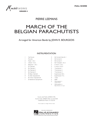Book cover for March Of The Belgian Parachutists - Full Score