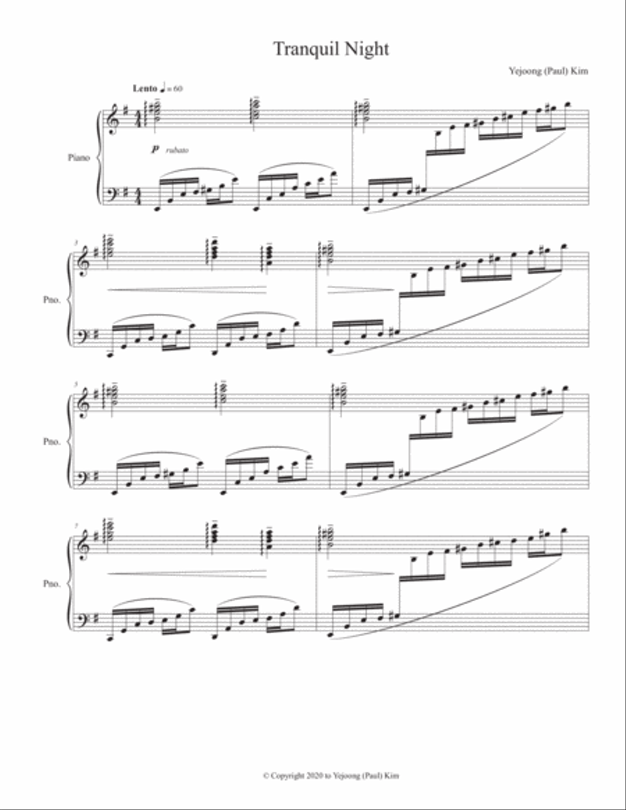 Tranquil Night Piano Solo scores gallery preview page 1