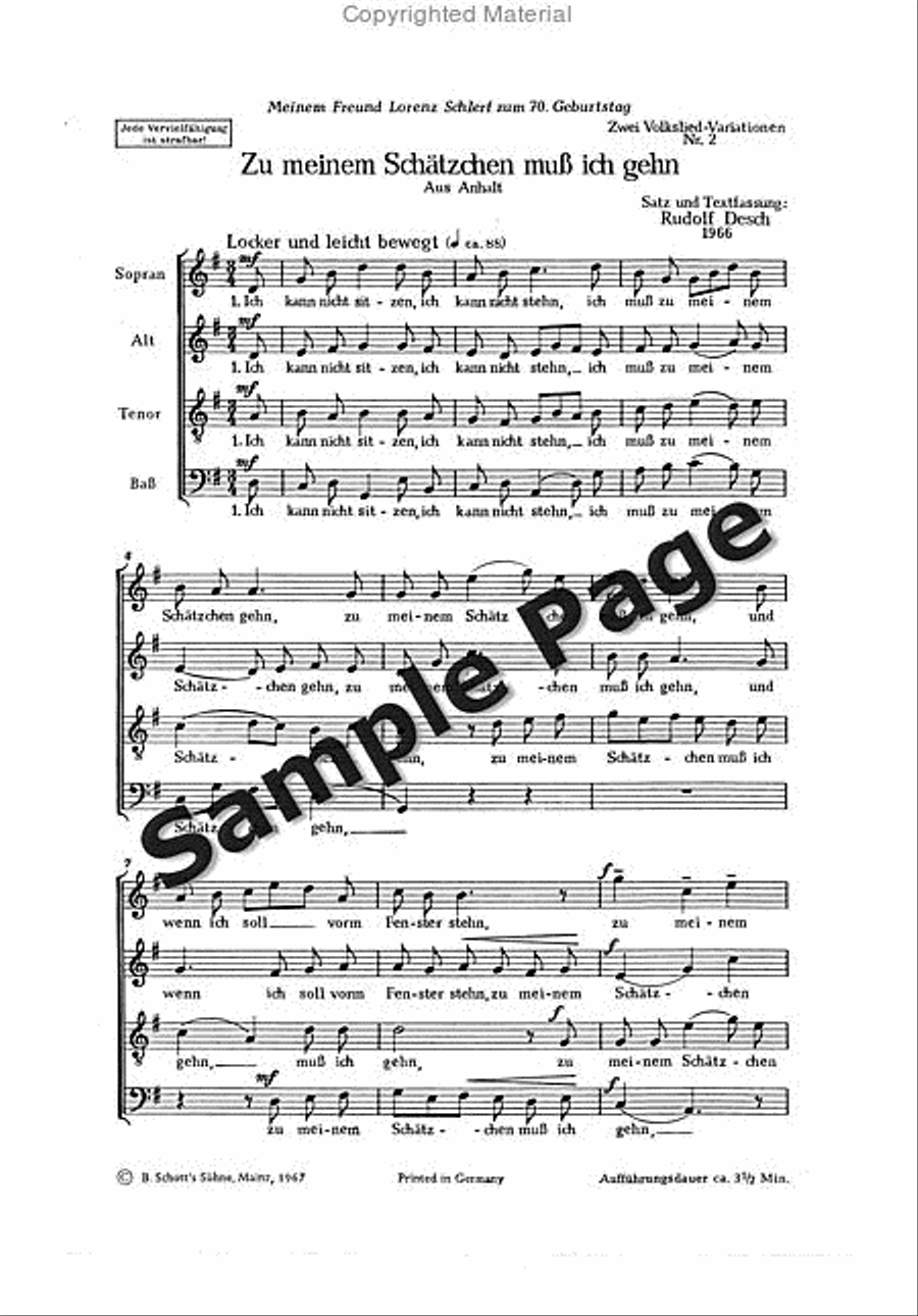 Desch R Zu Meinem Schaetzchen 4-Part scores gallery preview page 4